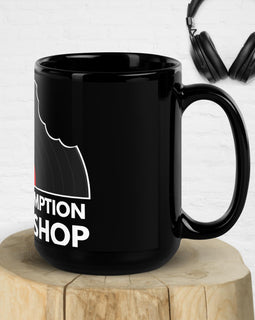 Vinyl Consumption Record Shop Exclusive Black Glossy Mug