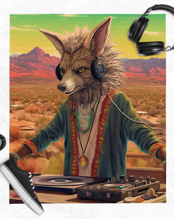 Vinyl Consumption Record Shop ABQ NM Lobo Wolf DJ Soft Throw Blanket