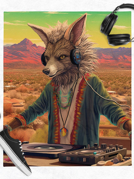 Vinyl Consumption Record Shop ABQ NM Lobo Wolf DJ Soft Throw Blanket