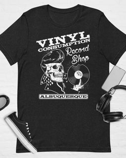 Vinyl Consumption Record Shop Albuquerque Skull Unisex t-shirt